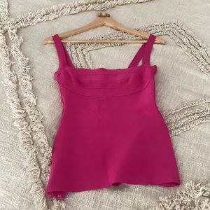 Herve Leger hot pink bodycon tank top